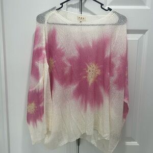 POL Cream Sweater with Pink Floral Accents